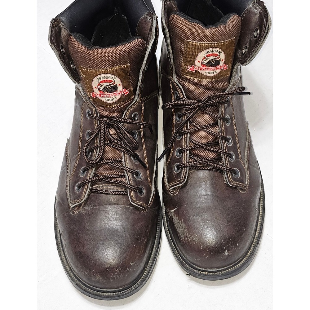 Brahma‎ Brown Leather Work Boots Hiking Waterproof Lace Up MNBR0340100 Mens 10.5